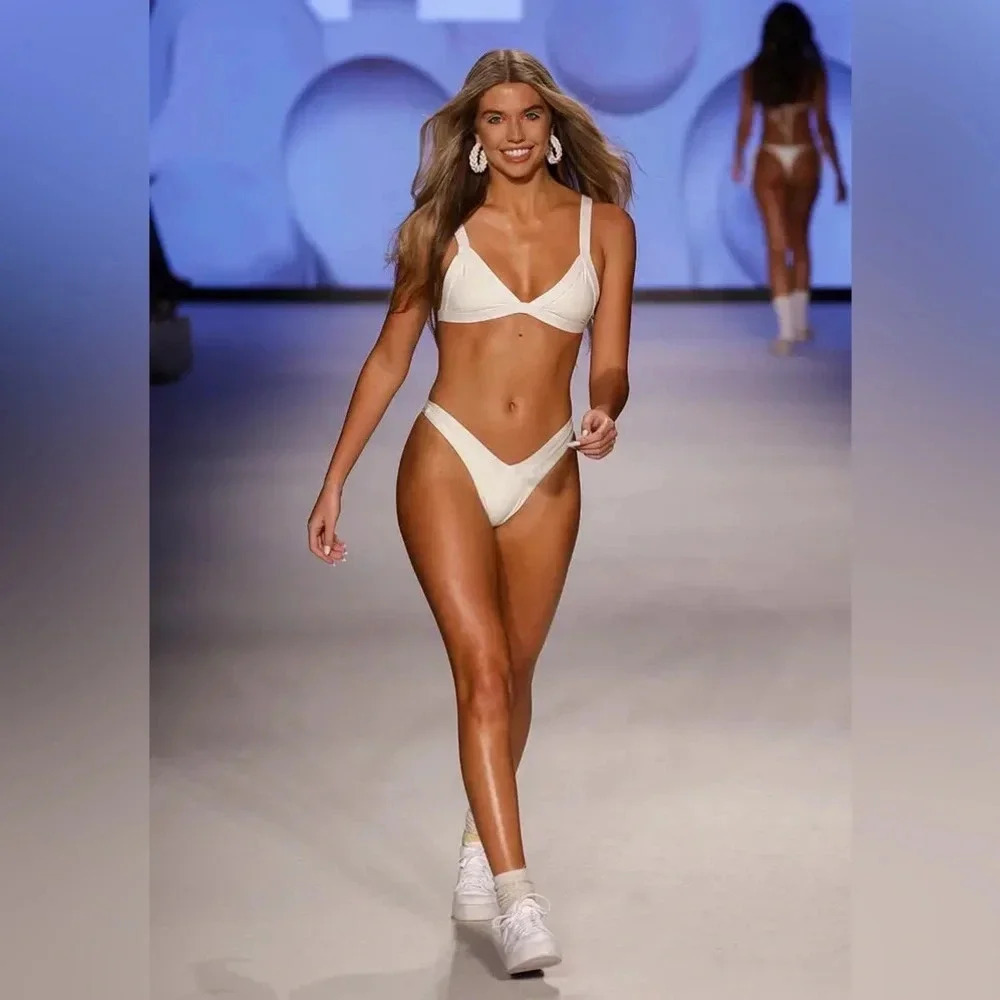 NWT OneOne Swimwear Bikini SET Pearl Cream Beige White Jesse Kameron New Ivory - Picture 14 of 15